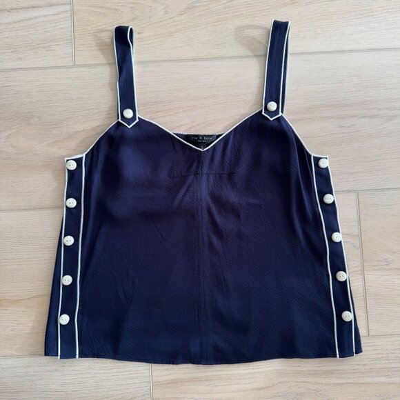 Rag & Bone Tops | Rag And Bone Tia Navy Tank Summer White Buttons - Size S - Picture 6 of 10